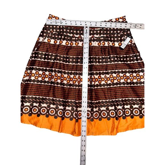 Madison Festive Cotton Orange Brown Tan Red‎ Skirt Size 8 Zipper NWT $86 - Picture 5 of 7